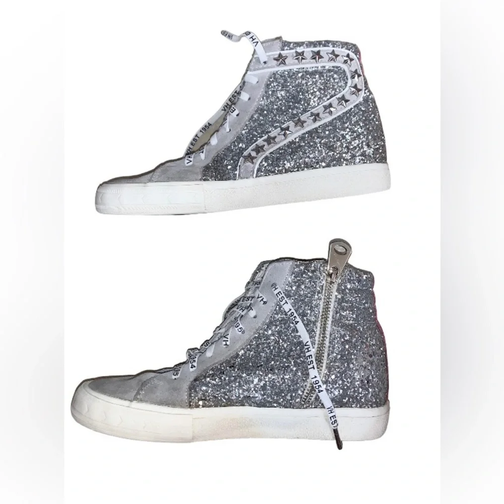 Vintage Havana Edith hi top silver glitter sneakers women’s shoes size 8 - Picture 4 of 13